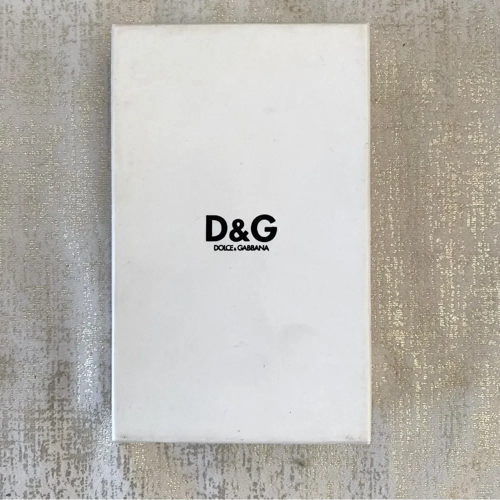 DOLCE & GABBANA Beige Canvas & Metal Keychain with Box & Paperwork. EUC!